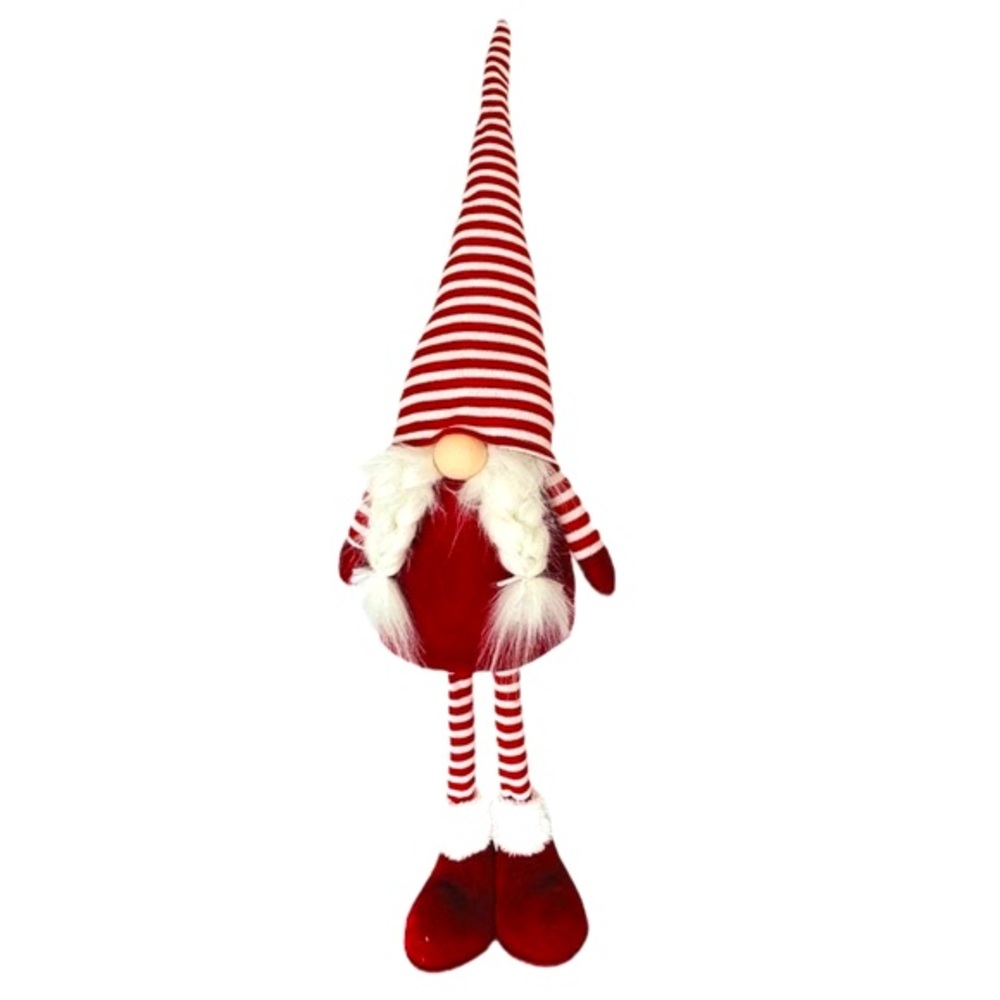 Red and White Fabric Standing Gnome Christmas  Home Decor by Festive Living